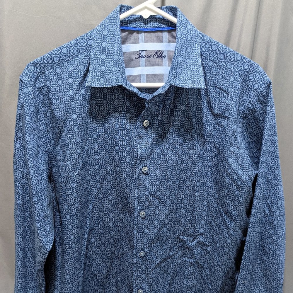 Tasso Elba Button Down Shirt Dark Blue